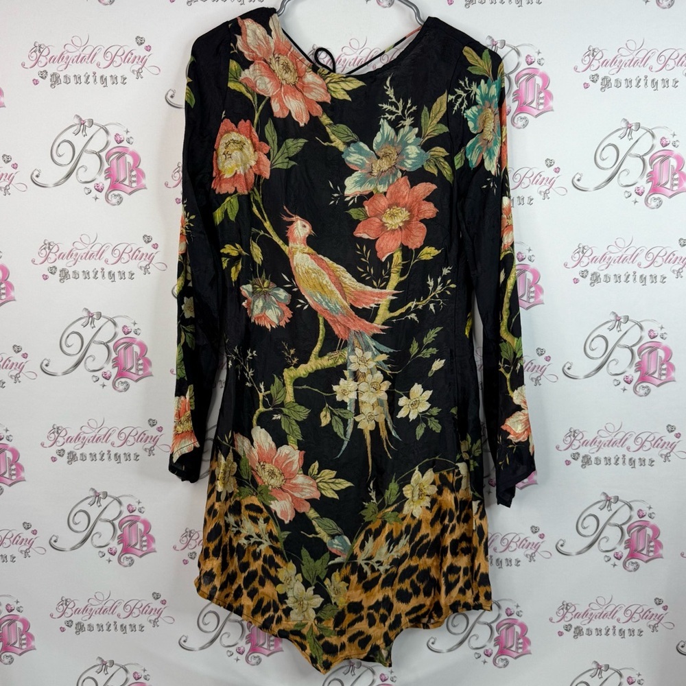 Nasty Gal dress floral placement open back Black Floral and Animal Print Blouse